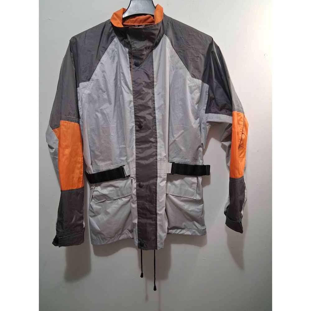 Revolution Gear Men's Motorcycle Jacket Grey Orange Colorblock Mesh Lined Size M